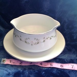 Sheffield China Gravy Boat attached drip saucer.